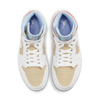 Jordan 1 Mid SE Sesame (W) sneakers in premium leather with micro-perforated overlays and iconic Swoosh logo.