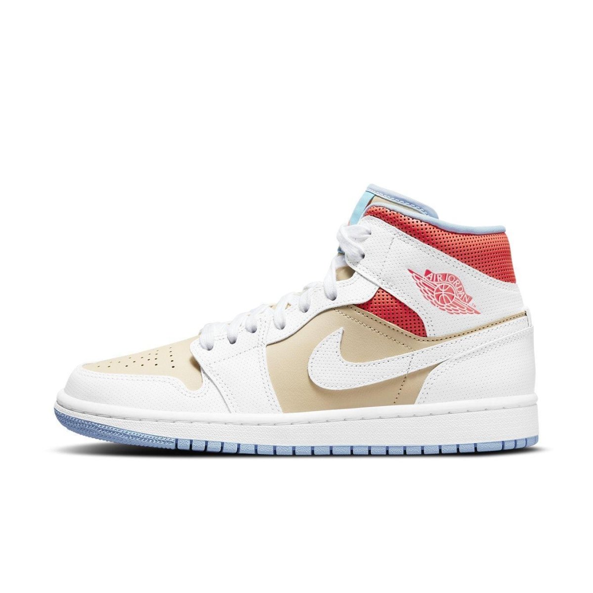 Air Jordan 1 Mid SE Sesame (W) featuring premium leather, perforated panels, and iconic Swoosh logo.