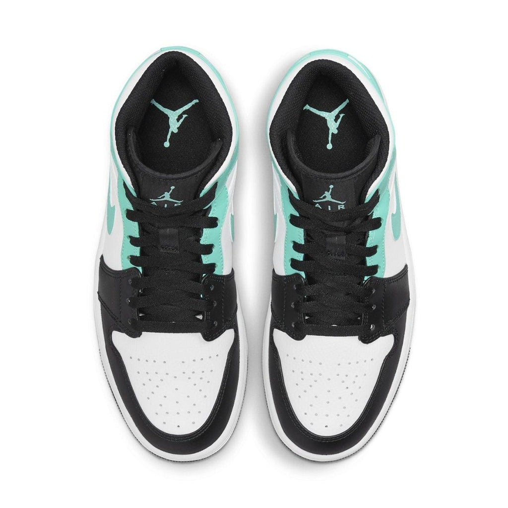 Air Jordan 1 Mid Tropical Twist Igloo with turquoise and black accents, featuring a stylish design and rubber sole.