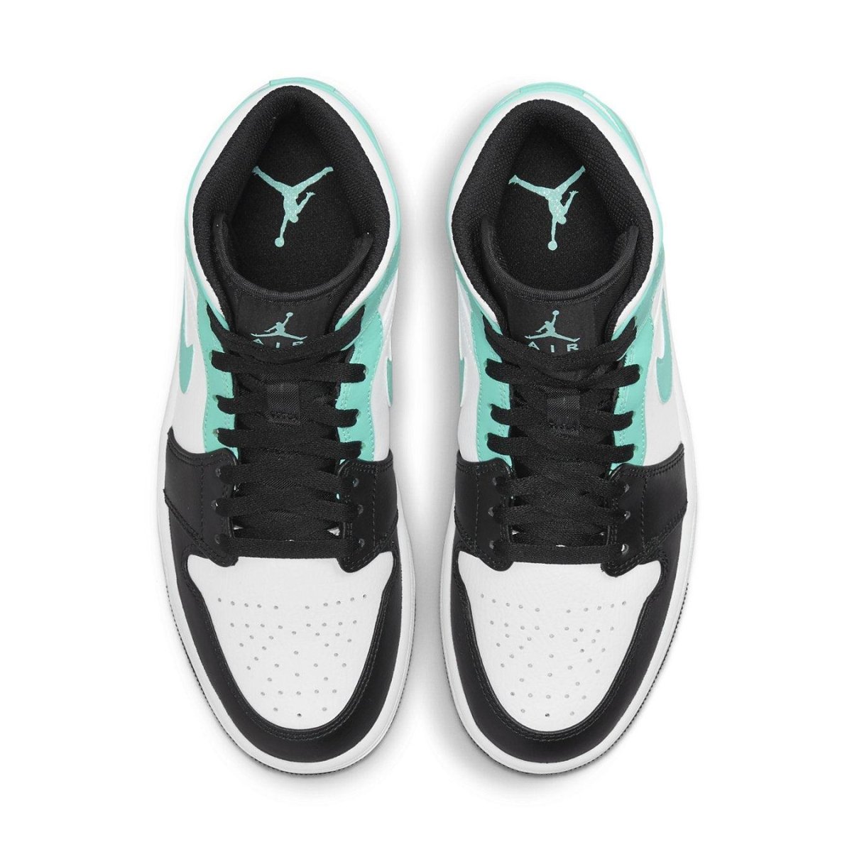 Air Jordan 1 Mid Tropical Twist Igloo with turquoise and black accents, featuring a stylish design and rubber sole.