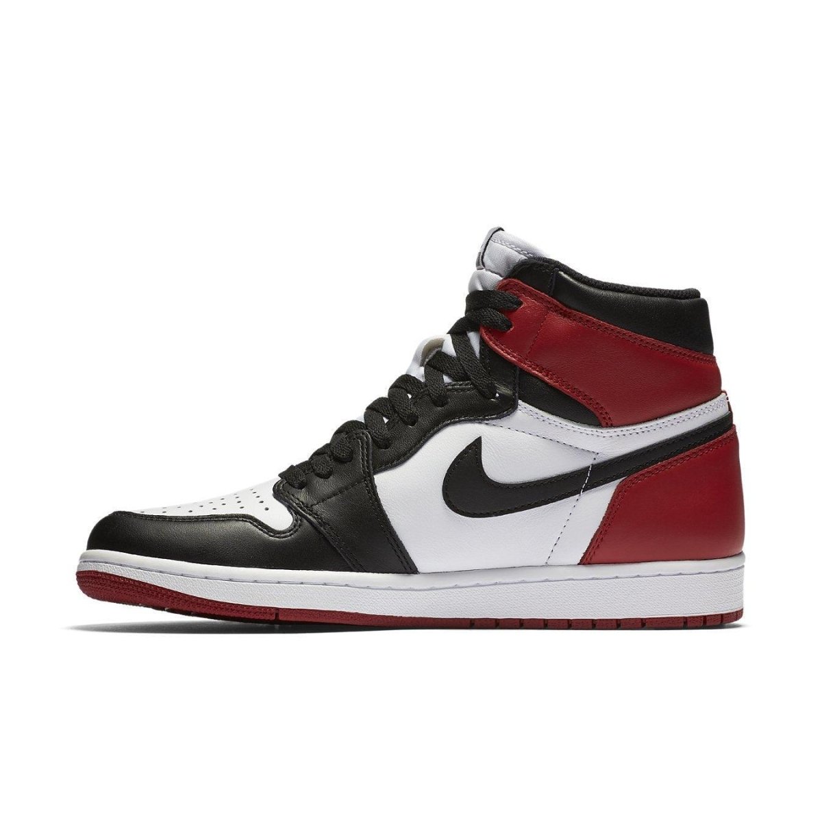 Air Jordan 1 Retro Black Toe (2016) sneaker featuring black, white, and red colorway with premium materials.