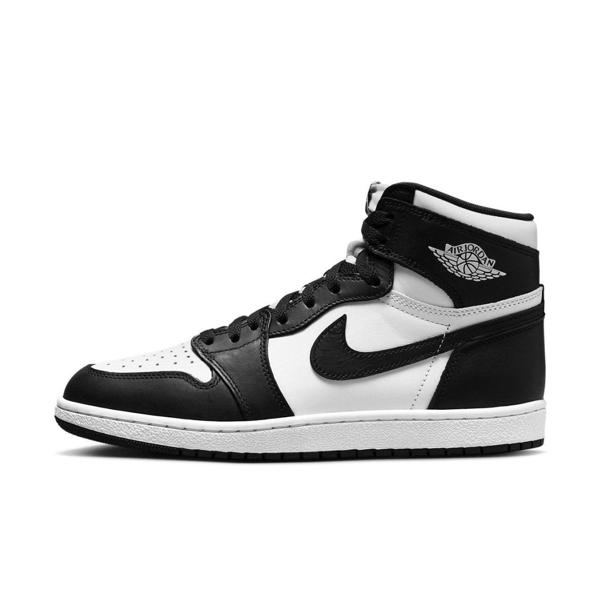 Jordan 1 Retro High 85 Black White 2023 sneaker featuring black and white leather upper and classic design.