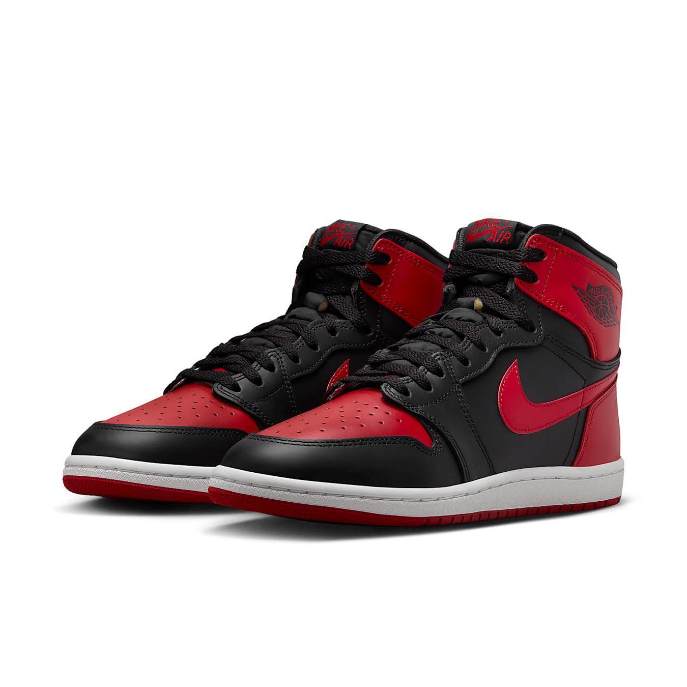 Nike Air Jordan 1 Retro High '85 OG Bred 2025 in black and red, showcasing iconic sneaker design and style.