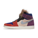 Jordan 1 Retro High Aleali May Court Luxe Women's sneaker in multicolor suede with unique design elements.