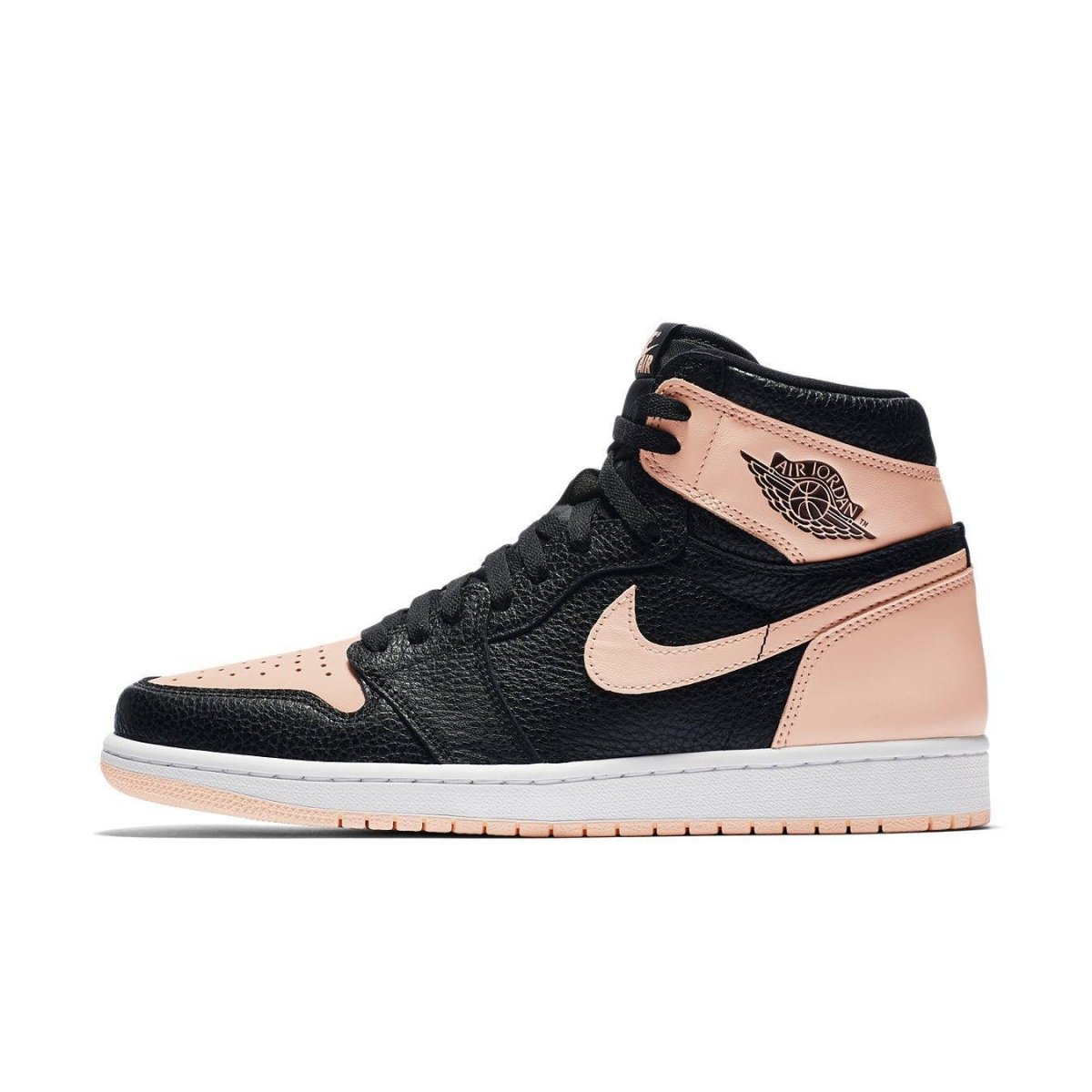 Air Jordan 1 Retro High Black Crimson Tint sneakers featuring premium leather and unique color blocking.