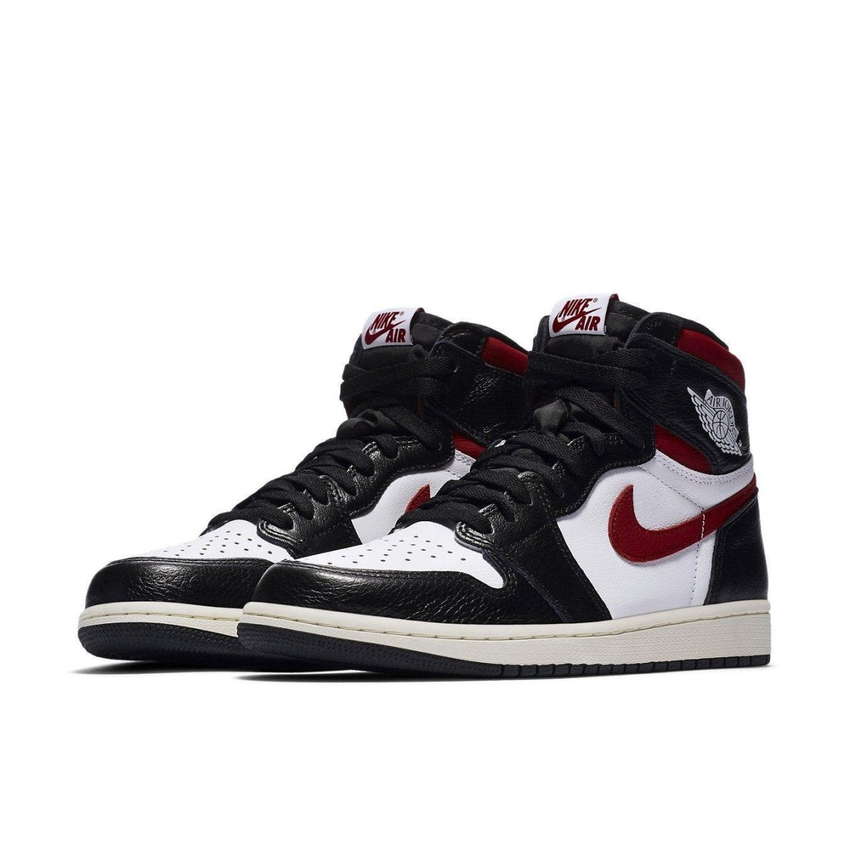 Jordan 1 Retro High Black Gym Red sneakers showcasing iconic design and bold colors.