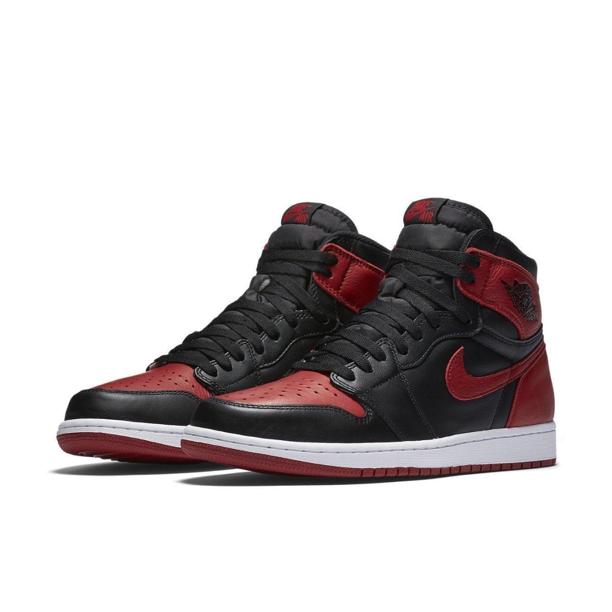 Jordan 1 Retro High Bred Banned 2016 sneakers in black and red with a white sole