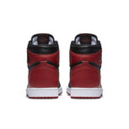 Back view of the Jordan 1 Retro High Bred Banned (2016) showcasing black and red colorway.