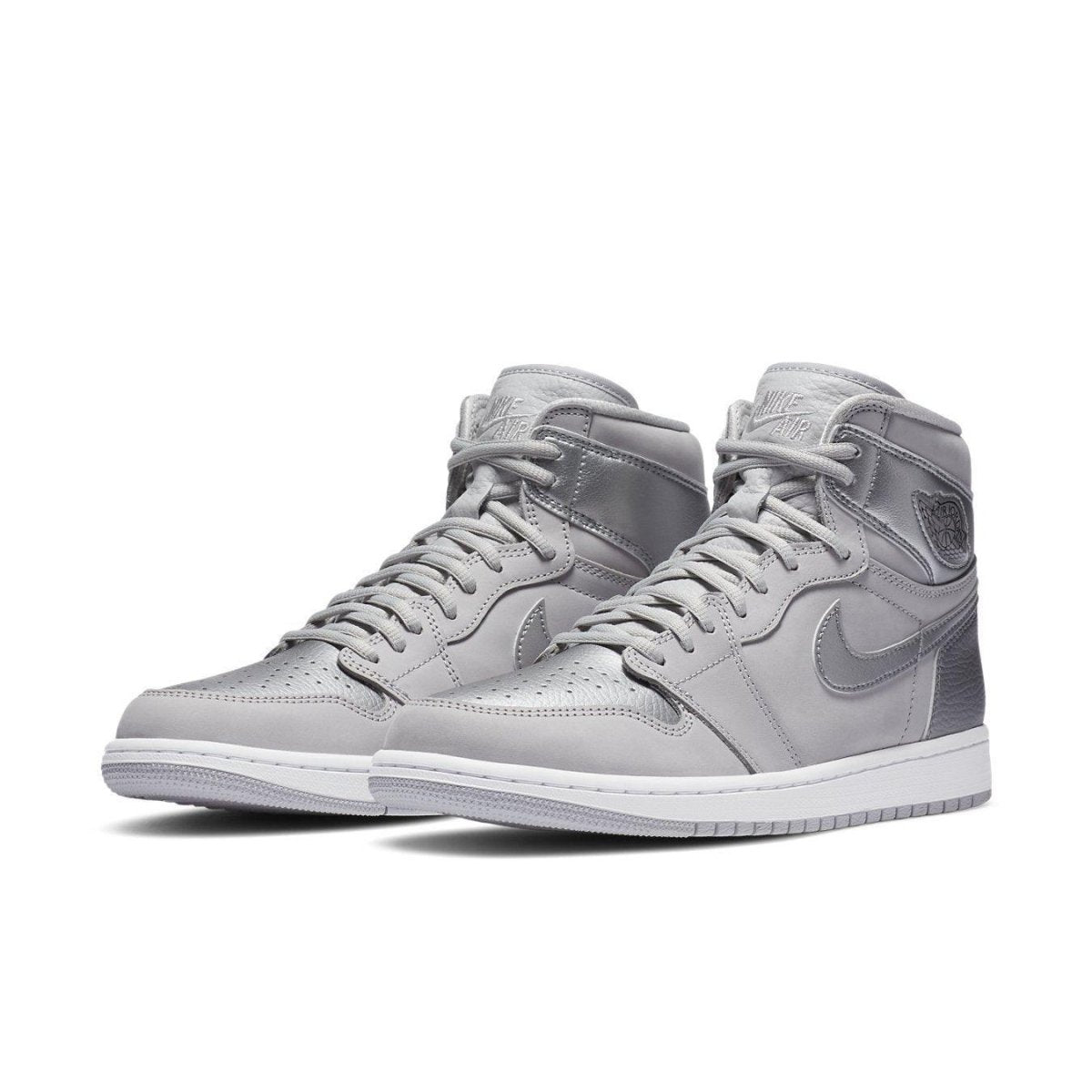 Air Jordan 1 Retro High CO Japan Neutral Grey (2020) featuring silver details and premium nubuck construction.