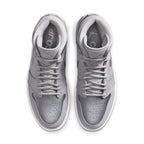 Air Jordan 1 Retro High CO Japan Neutral Grey 2020 top view with grey nubuck and metallic silver details.