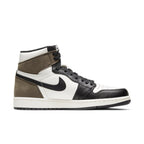 Nike Jordan 1 Retro High Dark Mocha sneaker with brown, black, and white colorway.