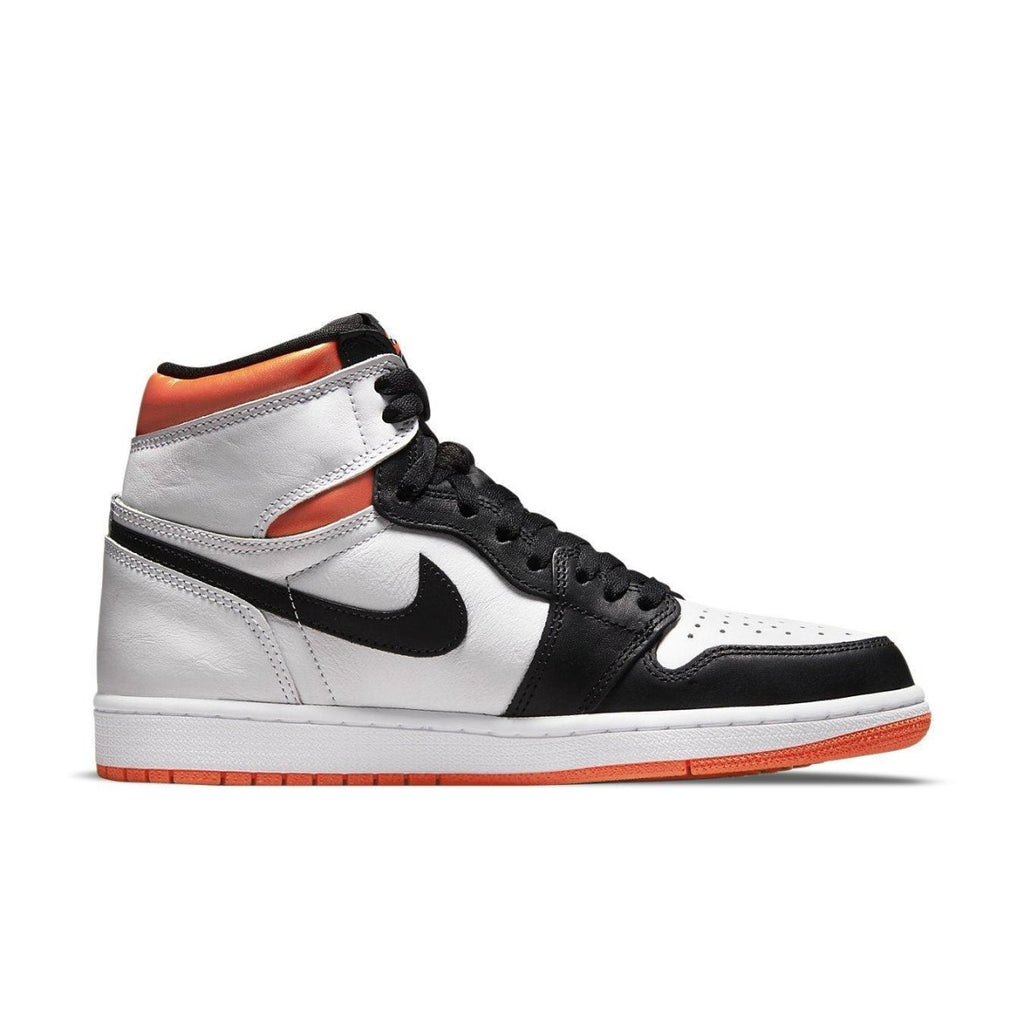 Air Jordan 1 Retro High OG Electro Orange with white, black, and orange colorway, showcasing iconic design.
