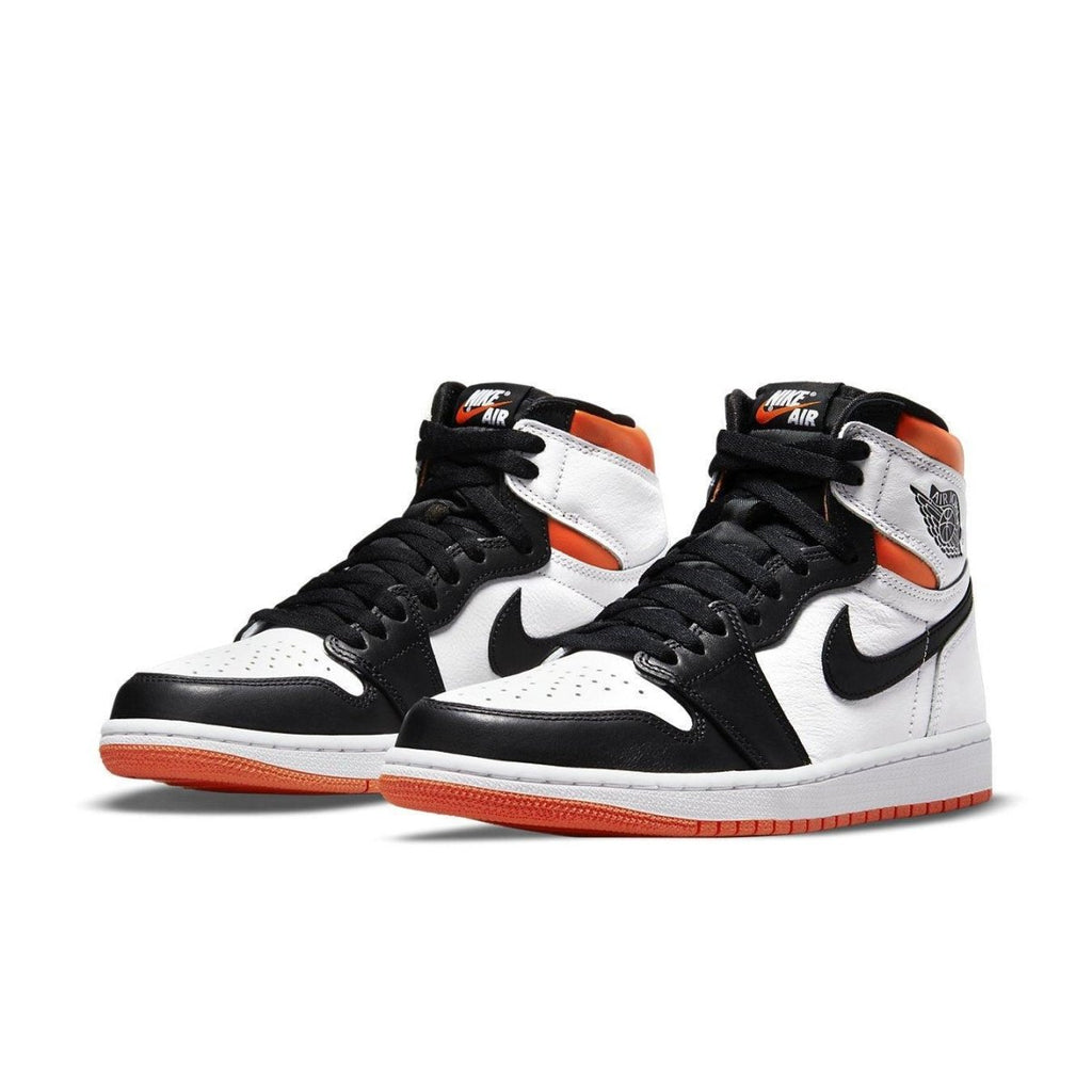 Air Jordan 1 Retro High OG Electro Orange featuring white leather and black accents.