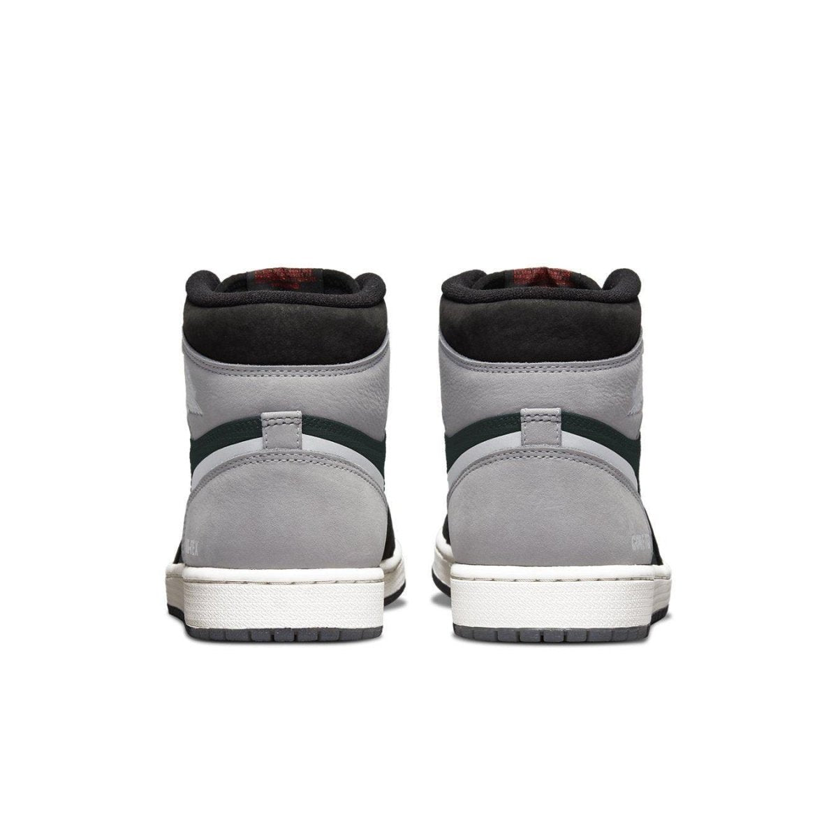 Back view of Air Jordan 1 Retro High Element Gore-Tex in Black Particle Grey showcasing grey and black design.