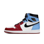 Air Jordan 1 Retro High "Fearless" in UNC and Chicago colorway with black accents and white logo.