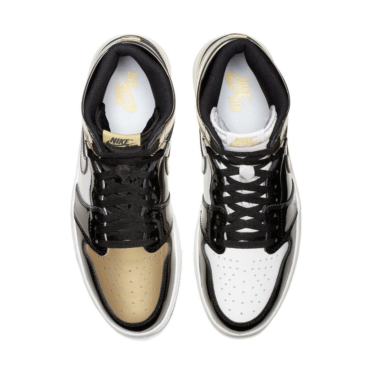 Nike Air Jordan 1 Retro High Gold Top 3 sneaker featuring metallic gold and black design.