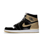 Nike Air Jordan 1 Retro High 'Gold Top 3' featuring black and metallic gold colorway.