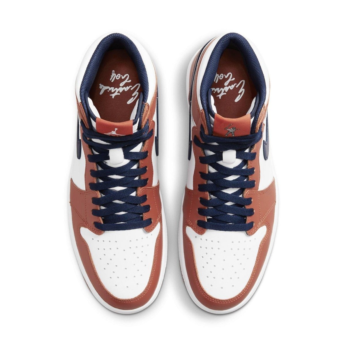 Jordan 1 Retro High Golf Eastside Golf Out of the Mud features a smooth leather upper in white and Burnt Sunrise.