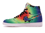 Jordan 1 Retro High J Balvin featuring a vibrant rainbow design and unique textures, showcasing J Balvin's artistic flair.