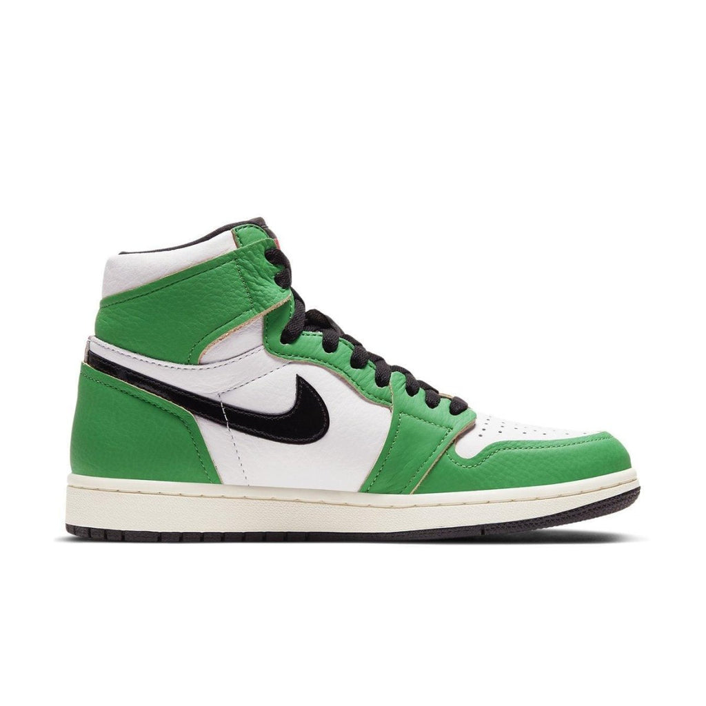 Nike Air Jordan 1 Retro High OG 'Lucky Green' women's sneaker in white and green colorway.