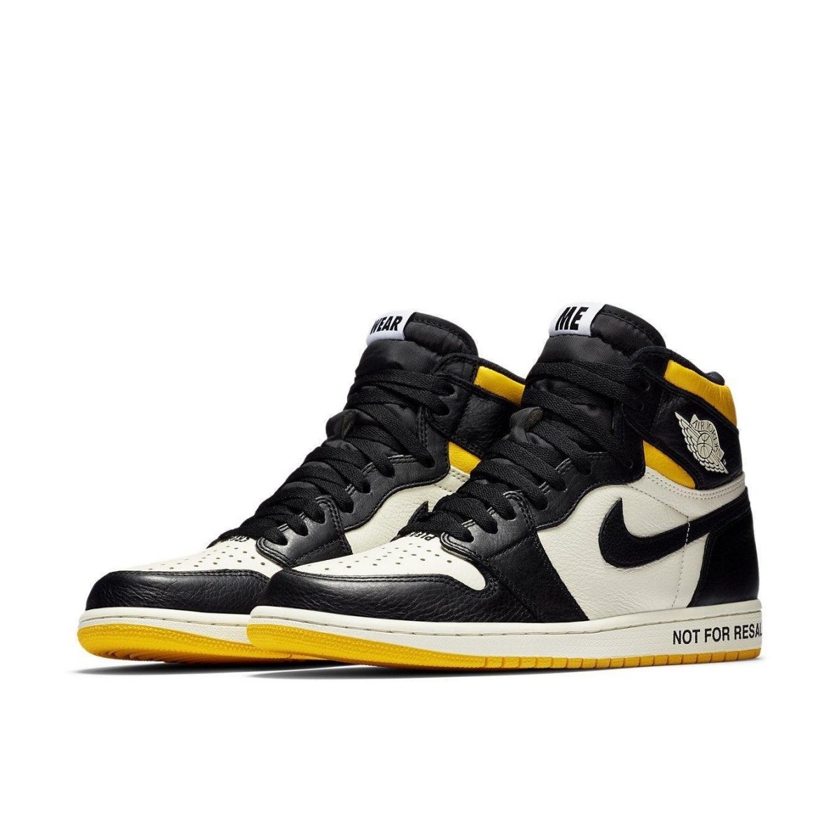 Jordan 1 Retro High "Not for Resale" Varsity Maize with black, white, and vibrant yellow accents.