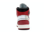 Back view of the Jordan 1 Retro High Off-White Chicago sneaker showcasing its signature red and white design.