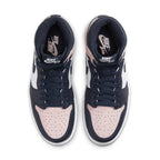 Air Jordan 1 Retro High OG Atmosphere women's sneaker with navy and Laser Pink accents.