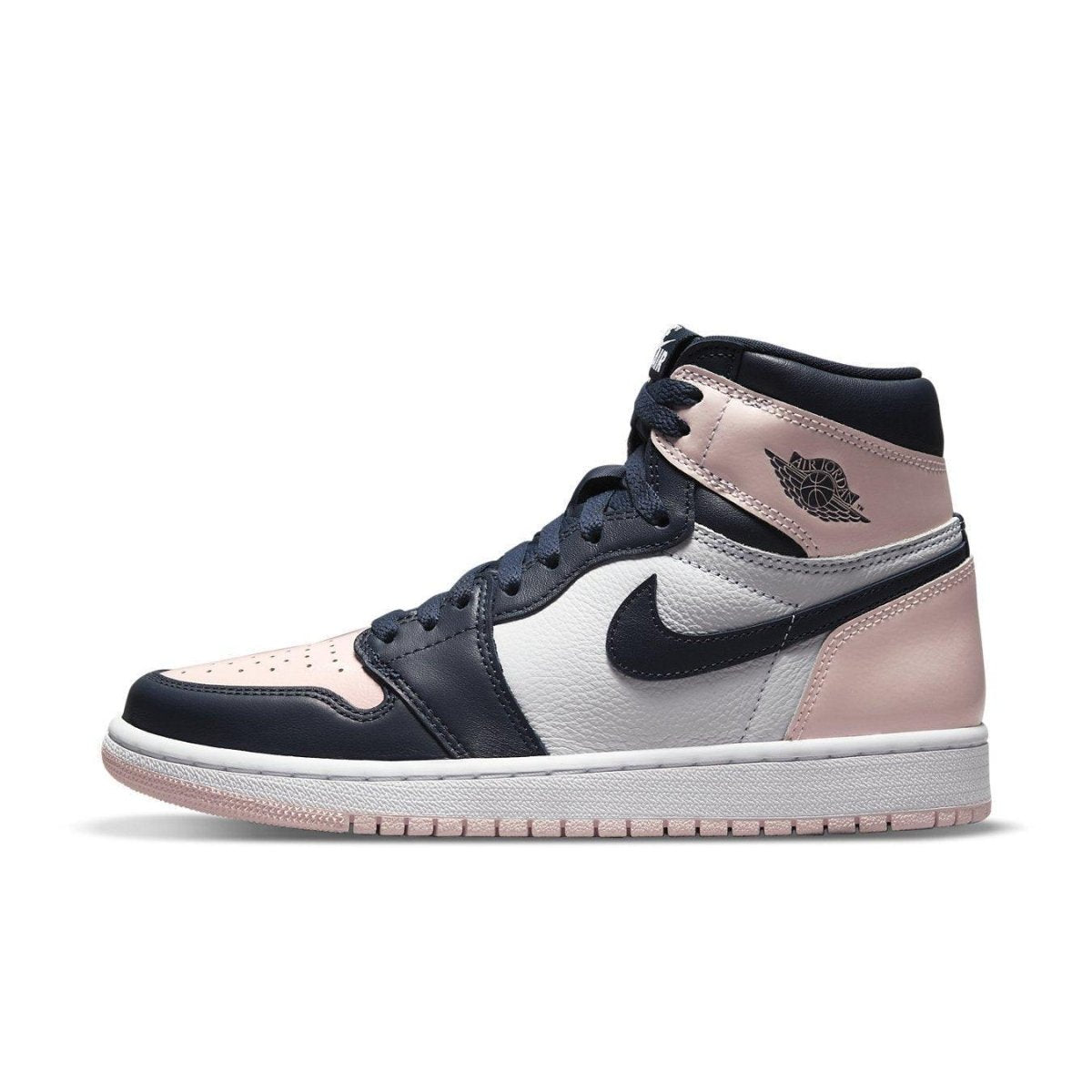 Air Jordan 1 Retro High OG Atmosphere (W) featuring Laser Pink detailing and navy accents.