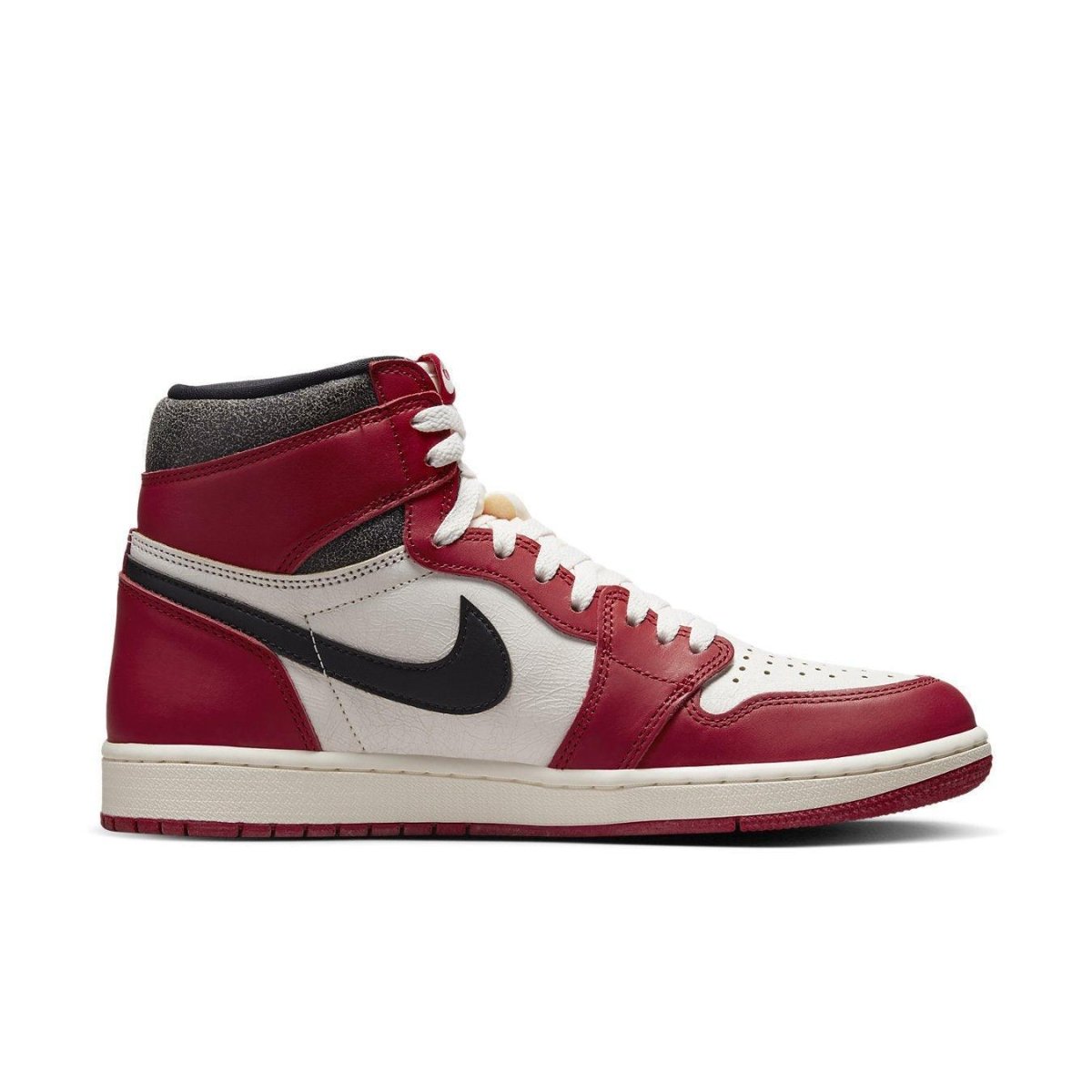 Nike Air Jordan 1 Retro High OG Chicago Lost & Found in red, white, and black colorway, featuring high-cut design and iconic Swoosh.