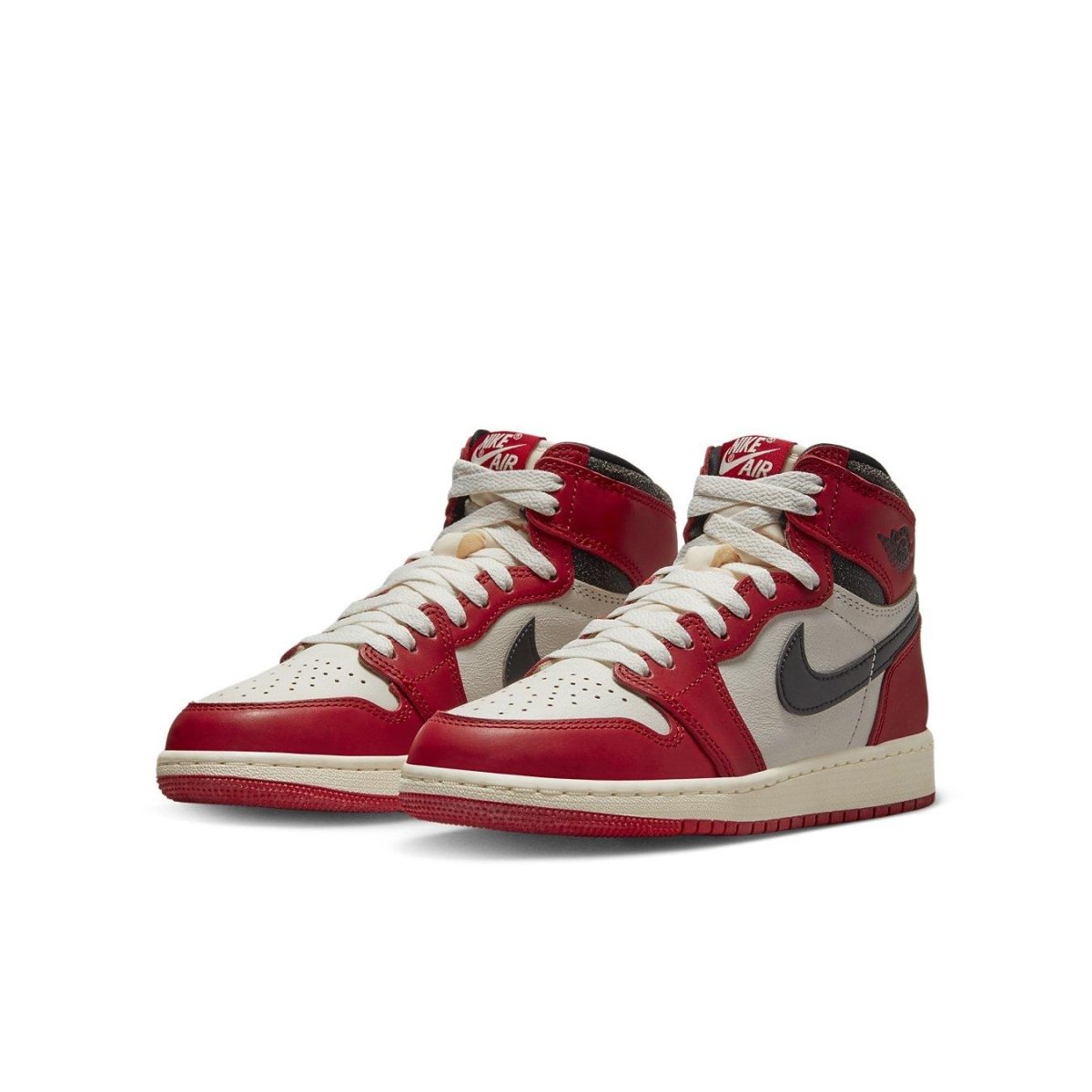 Air Jordan 1 Retro High OG Chicago Lost and Found GS sneakers with red and white leather design.