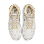 Air Jordan 1 Retro High OG Craft Vibrations of Naija in white and pale vanilla colorway with metallic details.