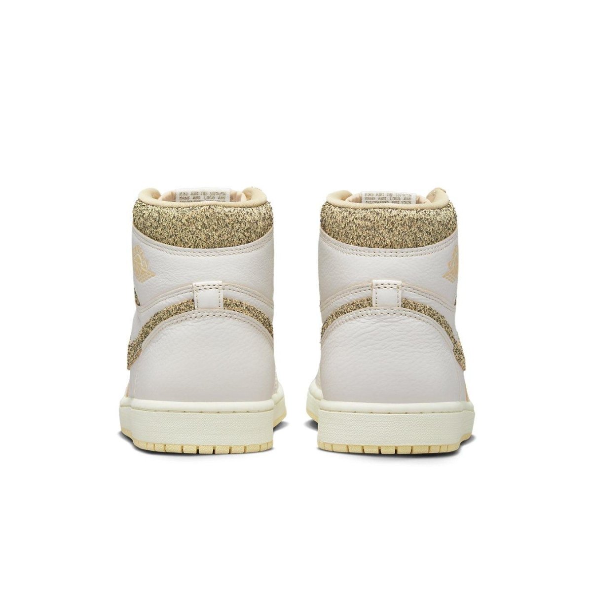 Rear view of Jordan 1 Retro High OG Craft Vibrations of Naija featuring a beige and gold colorway.
