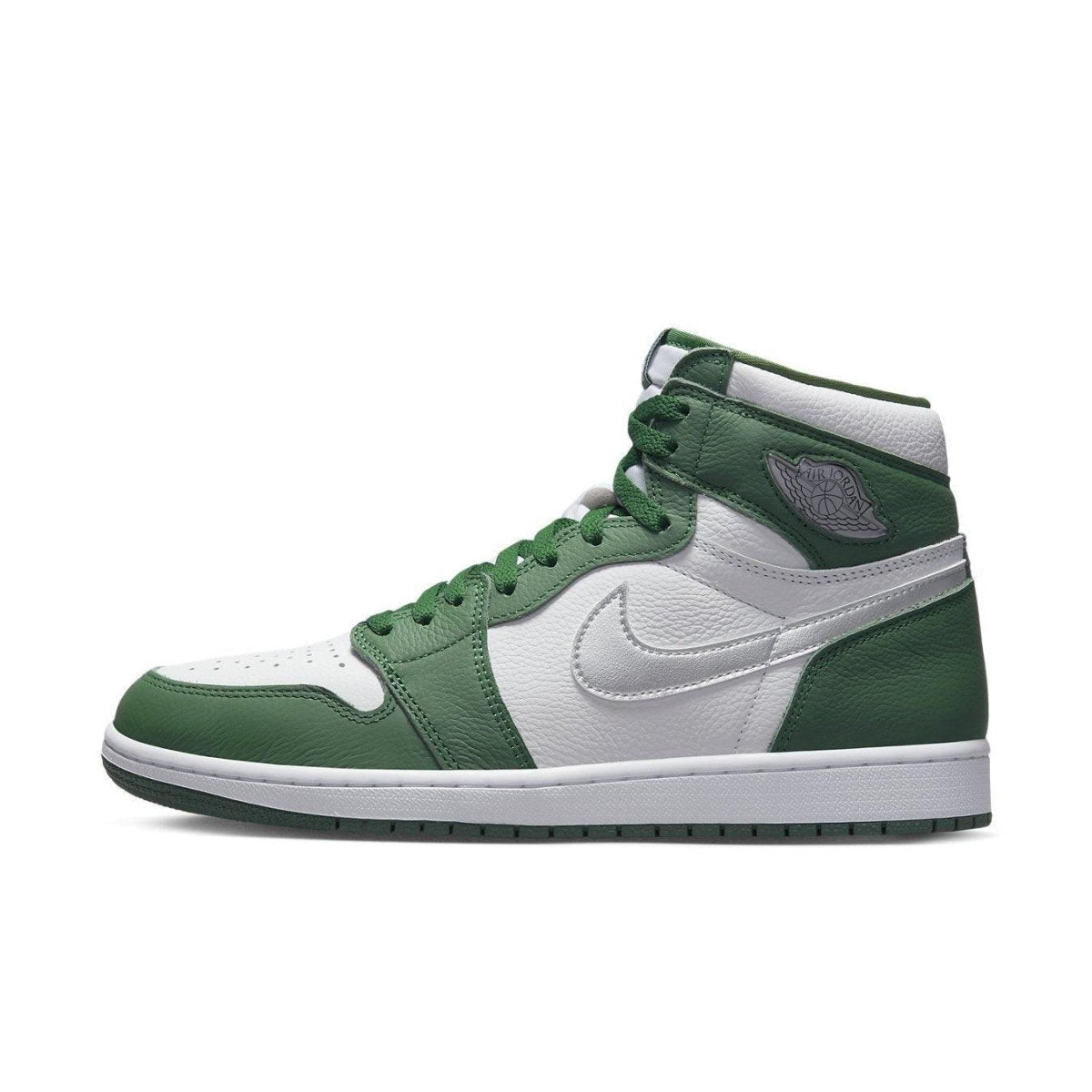 Air Jordan 1 Retro High OG 'Gorge Green' sneaker featuring a white and dark green leather design.