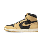 Air Jordan 1 Retro High OG Heirloom in black twill and Vachetta Tan leather, featuring high-top design.