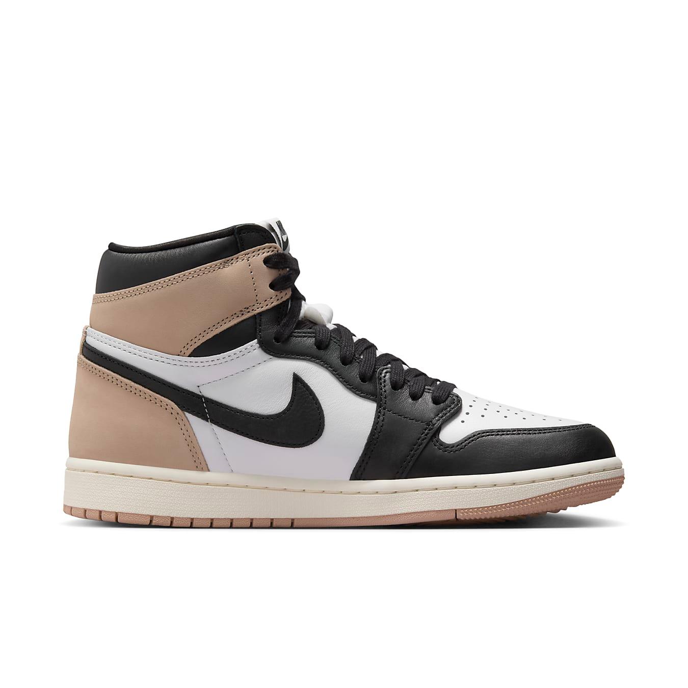 Women’s Air Jordan 1 Retro High OG Latte in black, white, and brown tones with classic silhouette.