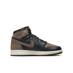 Jordan 1 Retro High OG Palomino GS sneakers in black leather and brown nubuck.