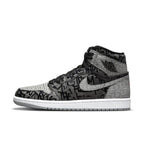 Jordan 1 Retro High OG Rebellionaire featuring silver-gray panels and black Air Jordan Wings emblem.