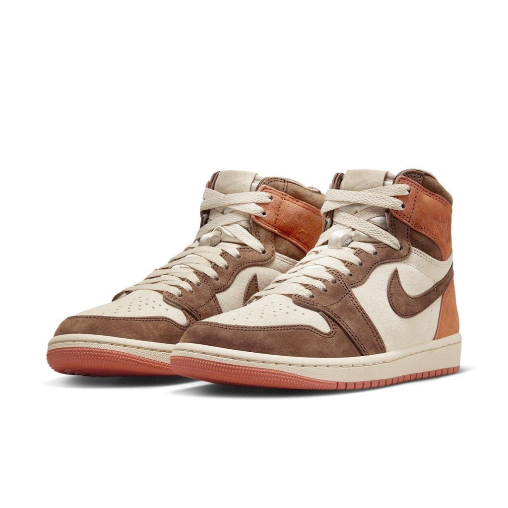 Women's Air Jordan 1 Retro High OG 'Dusted Clay' featuring tan and brown suede with burnt orange accents.