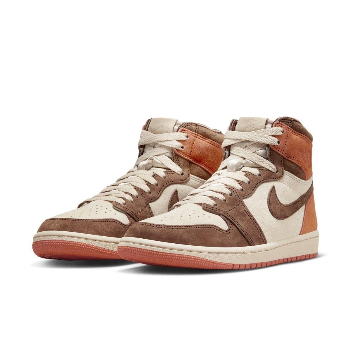 Women's Air Jordan 1 Retro High OG 'Dusted Clay' featuring tan and brown suede with burnt orange accents.