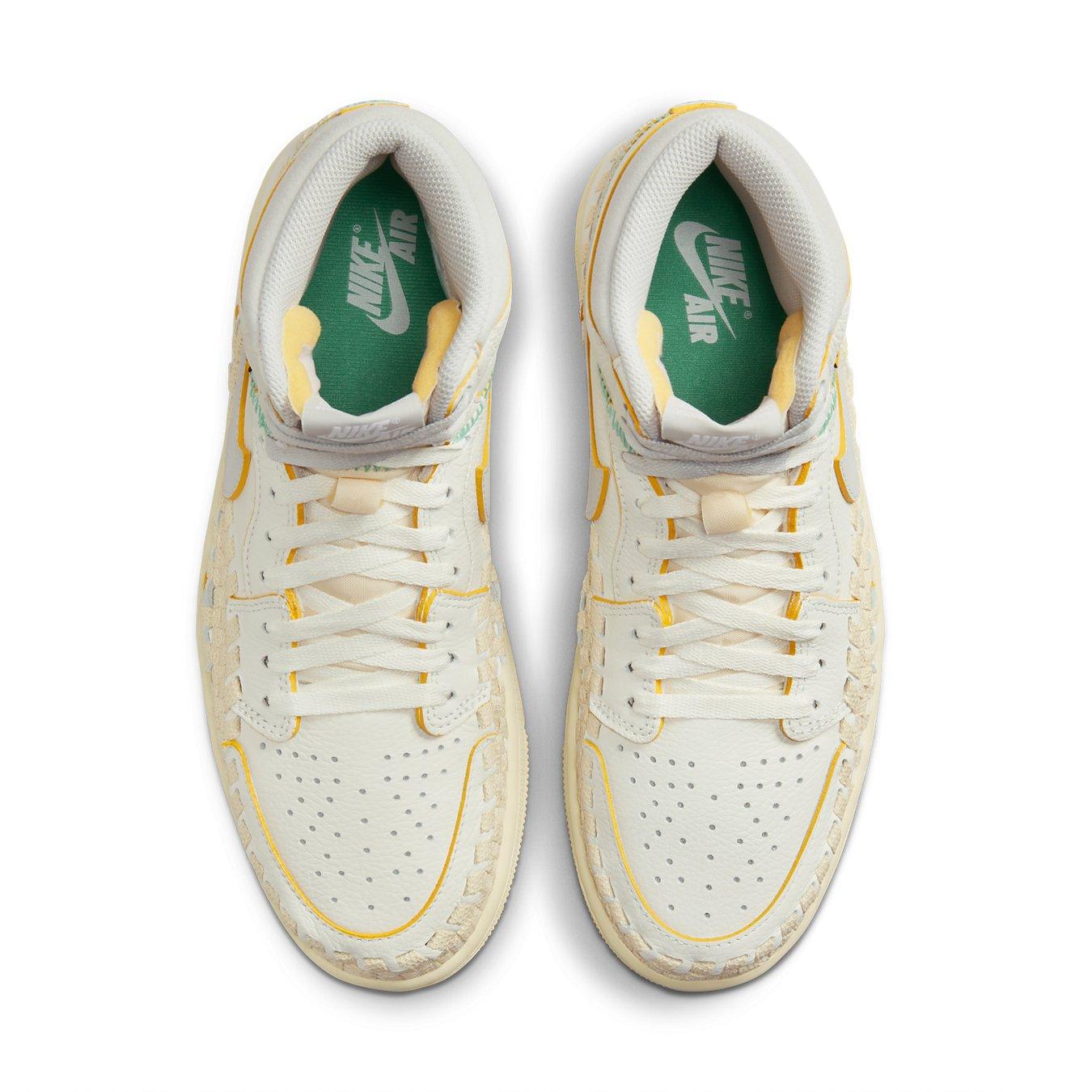 Nike Air Jordan 1 Retro High OG SP Union Bephie's Beauty Supply in white and yellow, top view, showcasing stylish design.