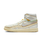 Jordan 1 Retro High OG SP Union Bephie's Beauty Supply in woven sail design with white leather and vibrant stitching.