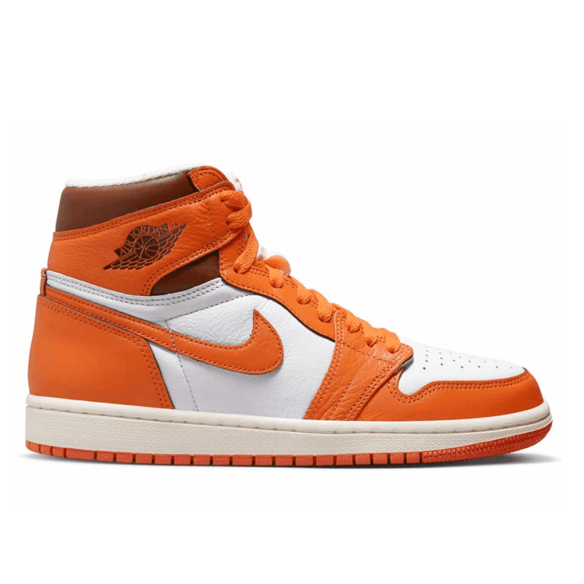 Nike Air Jordan 1 Retro High OG 'Starfish' in white, orange, and brown colorway, featuring classic high-top design.