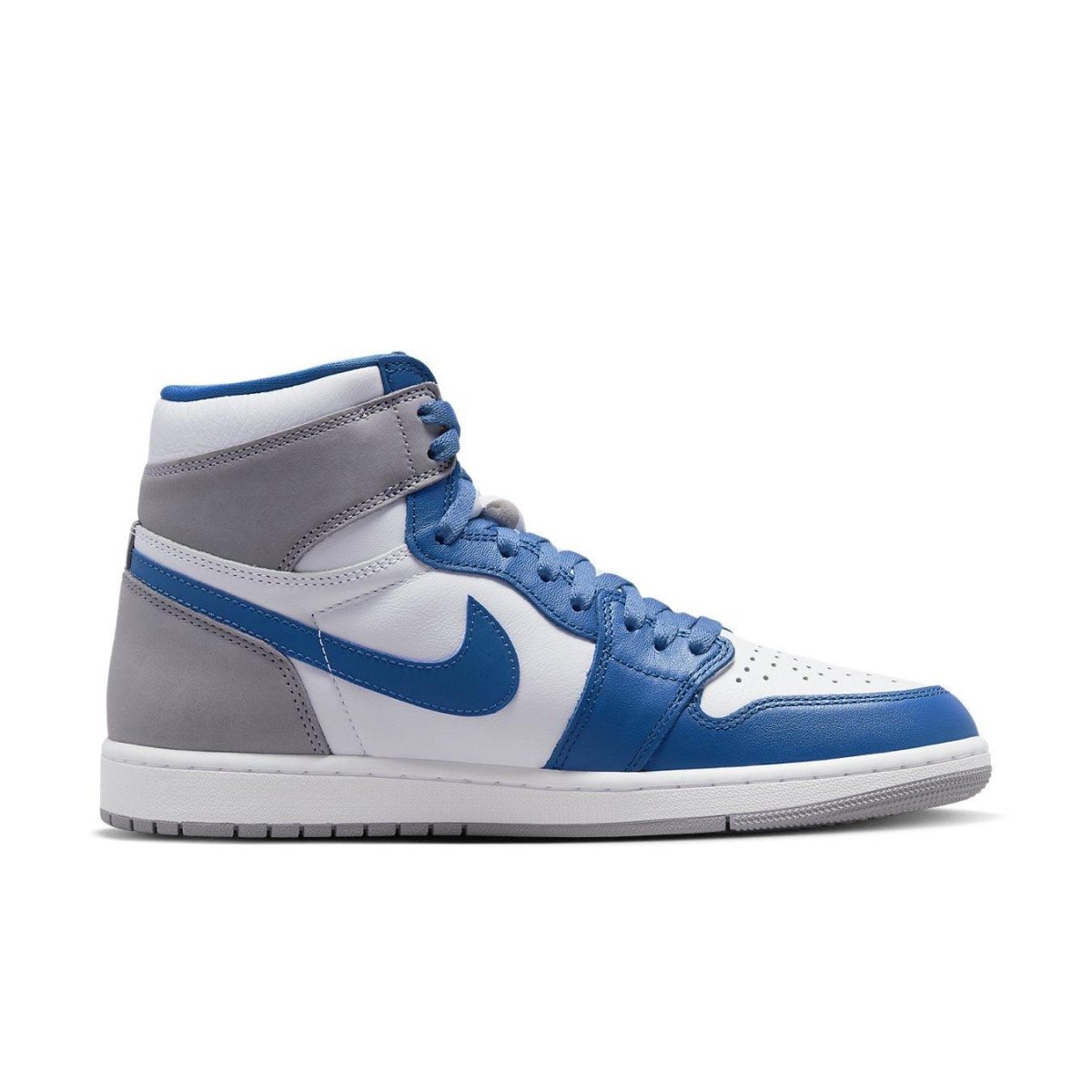 Air Jordan 1 Retro High OG True Blue sneaker featuring white leather and True Blue accents.