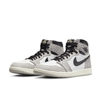 Air Jordan 1 Retro High OG White Cement featuring elephant print design and classic colorway.