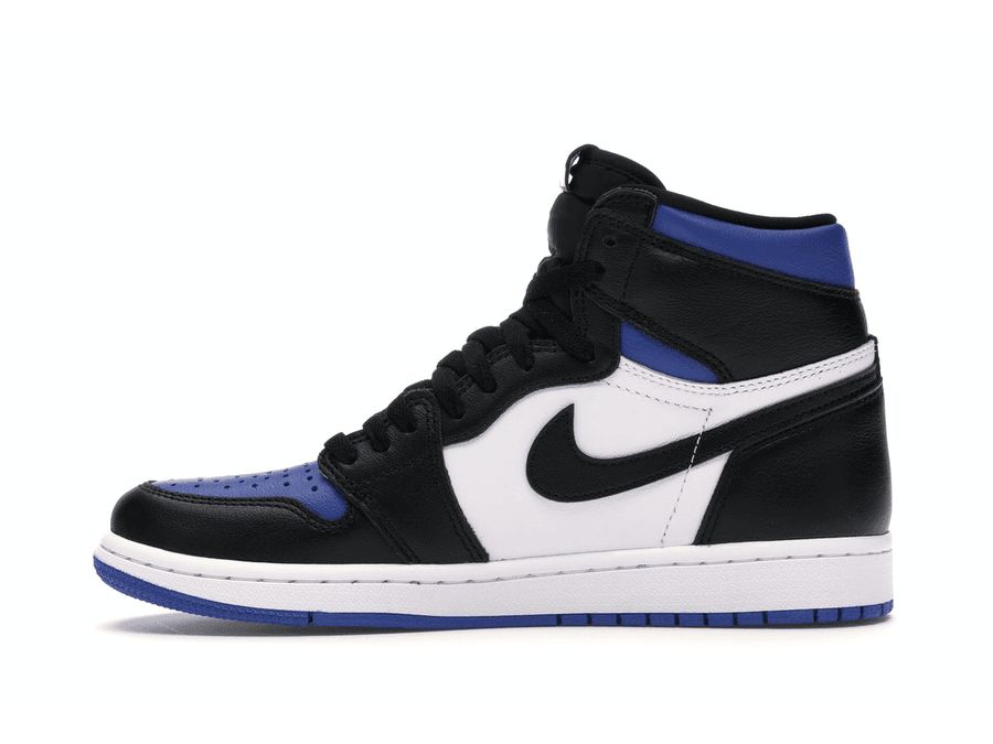 Air Jordan 1 Retro High Royal Toe sneaker in black, white, and Game Royal colors with a classic silhouette.