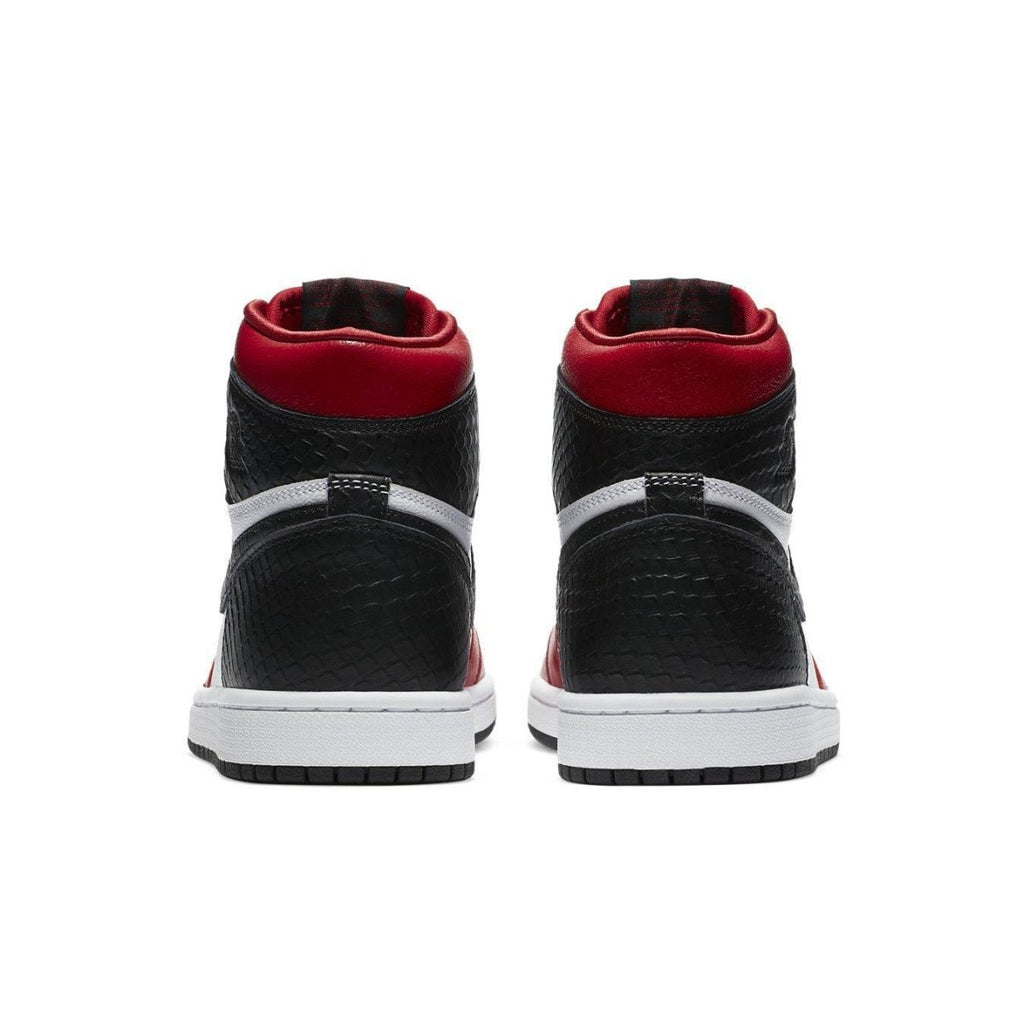 Rear view of Jordan 1 Retro High Satin Snake Chicago (W) showcasing its sleek design and premium materials.