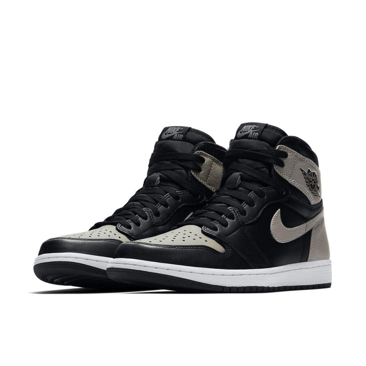 Nike Air Jordan 1 Retro High 'Shadow' 2018 in black and medium grey with white midsole and black outsole.
