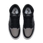 Nike Air Jordan 1 Retro High Shadow 2018 in black and medium grey, featuring iconic swoosh and perforated toe box.