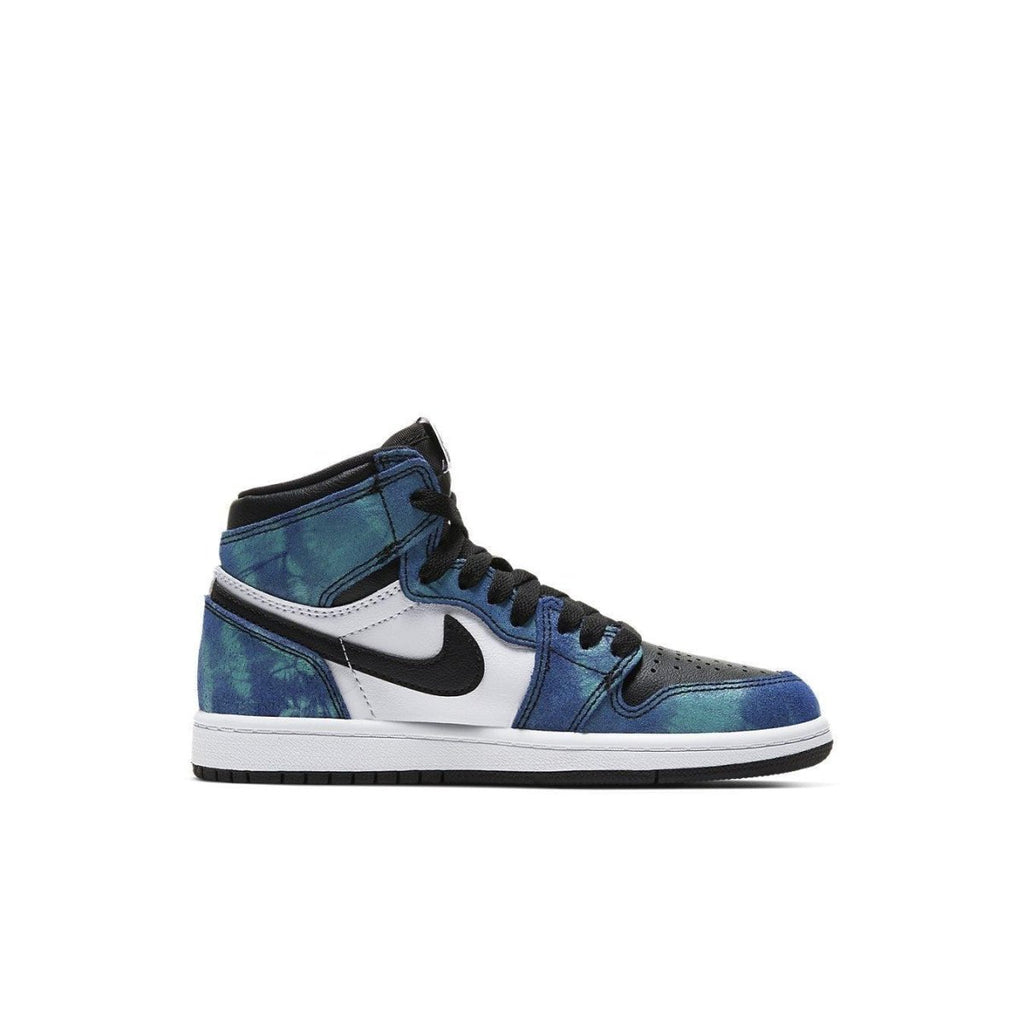 Air Jordan 1 Retro High PS Tie-Dye sneakers featuring a colorful upper and classic black and white design.