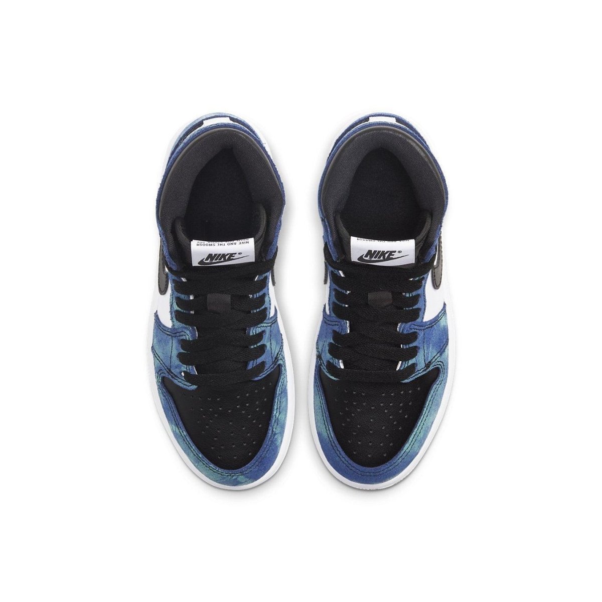 Air Jordan 1 Retro High Tie Dye PS shown from above, featuring psychedelic patterns and black accents.